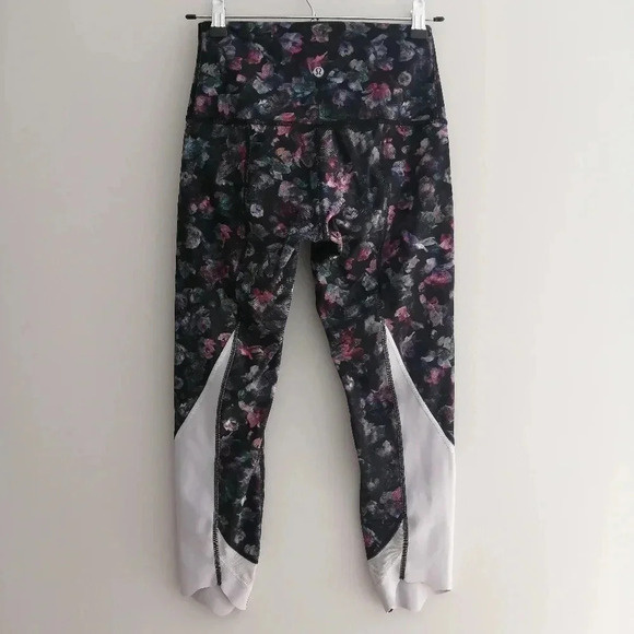 Lululemon Wunder Under Crop High Rise Roll Down 23" Leggings Floral Multi 6 - Picture 4 of 16